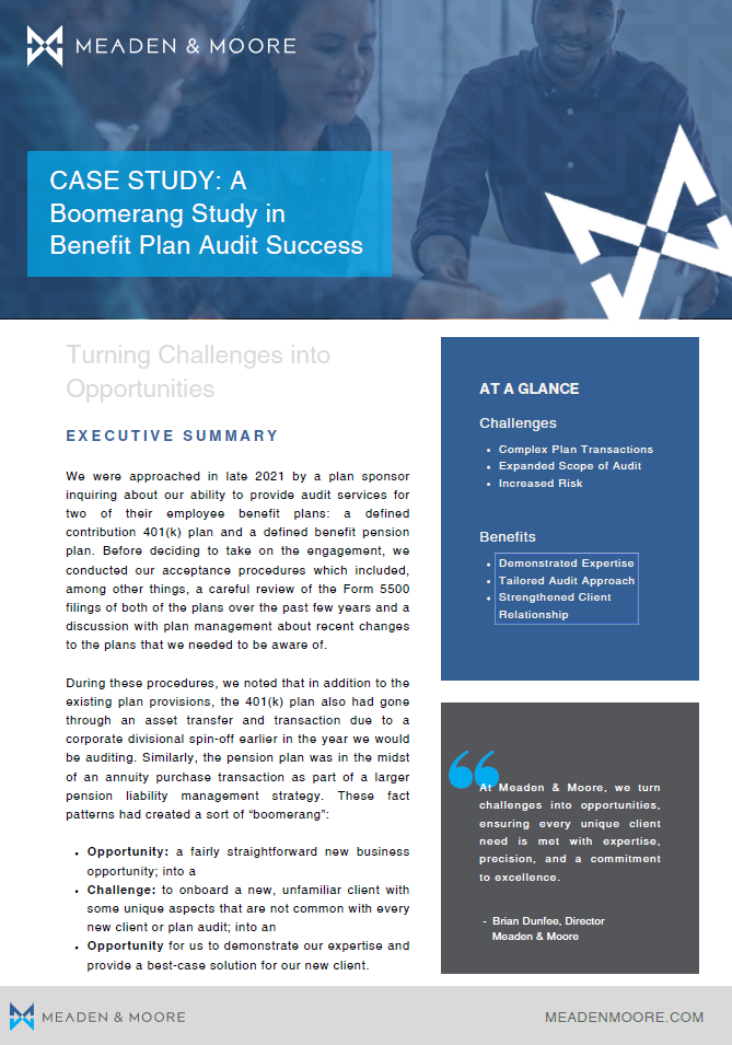 Case Study Employee Benefit Audit